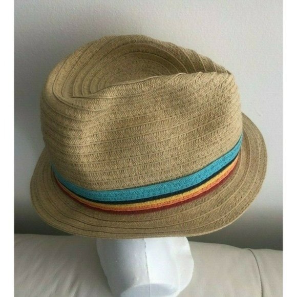 Mixit Women’s Straw Fedora Hat Rainbow Band Natural One Size - Picture 3 of 5